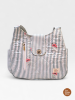 Mint Blue Striped Floral Quilted Tote Bag – Handmade Limited Edition Aesthetic Everyday Bag