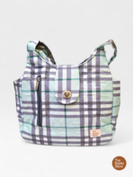 Mint Blue Checkered Quilted Tote Bag – Handmade Limited Edition Everyday Utility Shoulder Bag