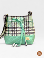 Mint Check Handmade Quilted Crossbody Bag