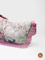Quilted Shoulder Bag for Women | Pastel Garden Print Ruffle Bag