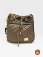 denim bucket Bag for Daily Use | Warm Taupe Brown Quilted sling Bag